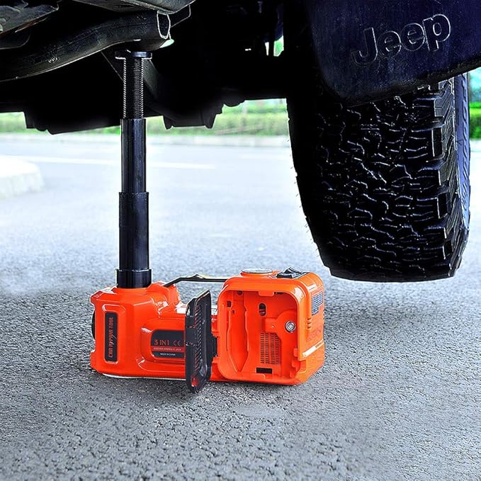 E-HEELP Electric Car Jack 5Ton 12V Kit Hydraulic (Lifting Range: 6.1~17.7 inch) with Inflator Electric Jack for Car SUV Sedan MPV Change Tires Garage Repair Emergency Kit