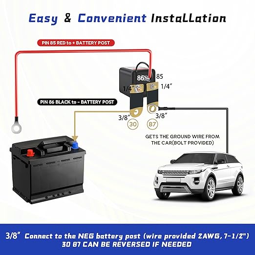 3/8" Side Post Remote Battery Disconnect Switch 12V Battery Kill Switch for Car Truck UTV ATV Marine On/Off 200/1000 AMP Heavy Duty Anti Theft Battery Cut/Shut Off Switch