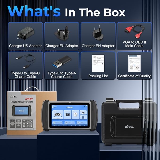 XTOOL IP819 V2.0 Bidirectional Scan Tool, 2025 Upgraded OBD2 Scanner with Active Test, PMI Function, 39+ Resets, ECU Coding, FCA AutoAuth, All Systems Scanner for Cars, 3-Year Update