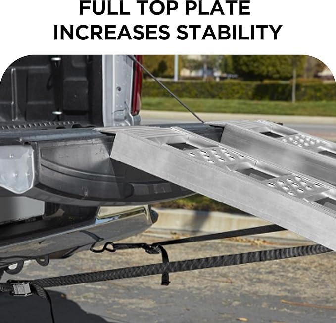 Rockland Foldable Arched Aluminum Loading Ramp, 90'' x 11'', 1500 LBS Loading Capacity, Portable Ramp for Motorcycles, Ebikes and ATVs, 2 Pcs, with 2 Safety Straps Included