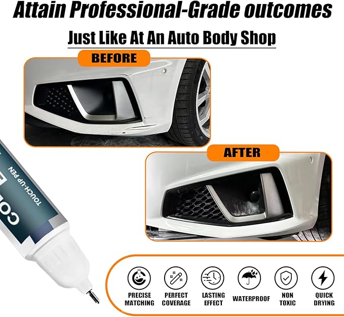 Arkona White(LY9L/Z9) Touch Up Paint Compatible with Audi, Car Paint Pen Scratch Repair Two-In-One Touch Up Paint, Premium Car Scratch Remover for Deep Scratches