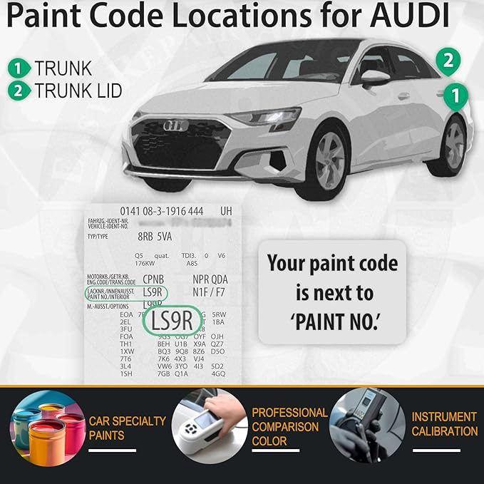 LS9R/2Y Glacier White Metallic Car Touch Up Paint for Audi, Color Accurate Car Paint Scratch Repair Pen Kit Quick & Easy Fix Vehicle Chips and Automotive Nicks Scuff