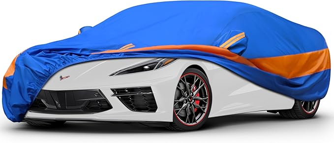 Heavy Duty Outdoor Car Cover Windproof All Weather Waterproof Sun Rain UV Dust Snow Protection Outdoor,Fit BMW 8 Series,Buick Reatta,Chevrolet Camaro,Pontiac Firebird etc. Size C4