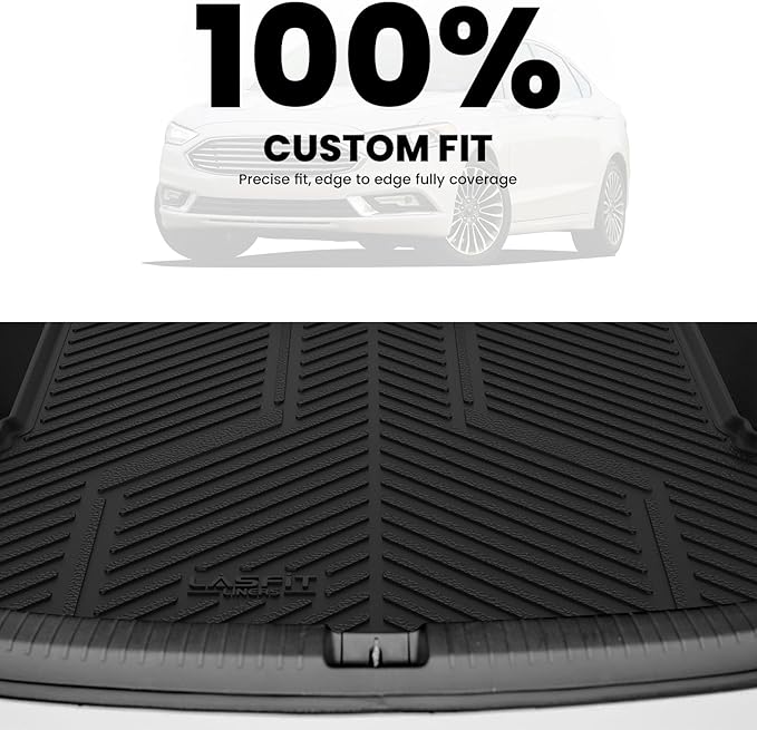 LASFIT Trunk Mat for Ford Fusion 2013-2020 (Only Fit Gasoline Not Fit Hybrid & PHEV) All Weather TPE Mats Custom Fit Cargo Mats for Ford Fusion Car Mats and Cargo Liner, Black