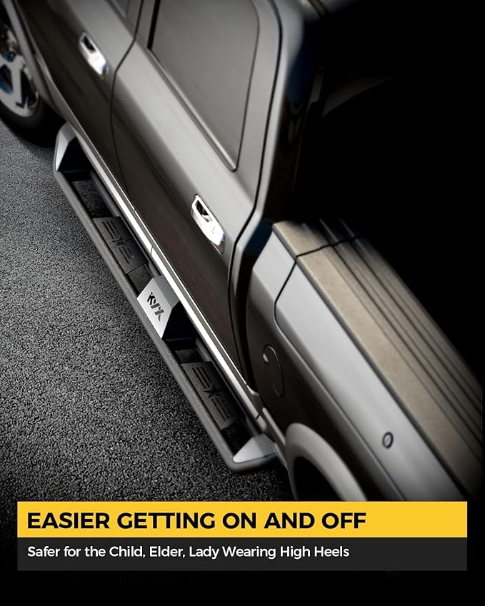 KYX Running Boards & Steps Nerf Bars Fit for 2019-2025 Chevy Silverado GMC Sierra 1500; 2020-2025 2500 3500HD | Crew Cab | A Pair Car Door Side Steps Nerf Bars Truck Boards Step Rails-Triple Tube