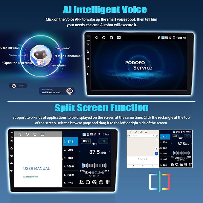SIXTOP [4+64G] Android Car Stereo for Hyundai Tucson IX35 2010-2015 with Carplay Android Auto Mirror Link 10.1 inch Touchscreen 1280 * 720 Bluetooth 5.0 FM/RDS DSP 32EQ WiFi GPS Change Theme AI Voice