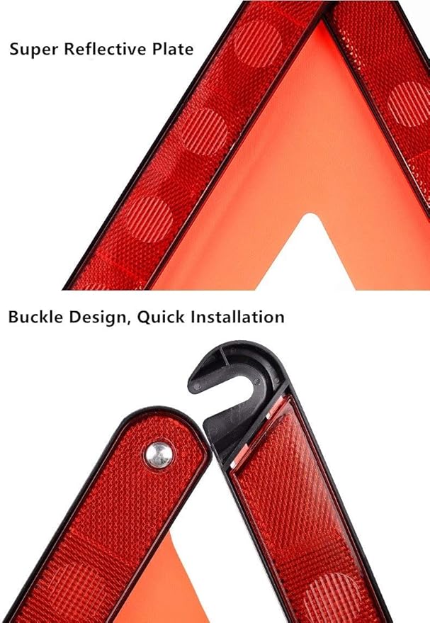 aikko Safety Triangle Kit Road Emergency Warning Reflector Roadside Reflective Early Warning Sign, Foldable 3 Pack of Emergency Car Kit
