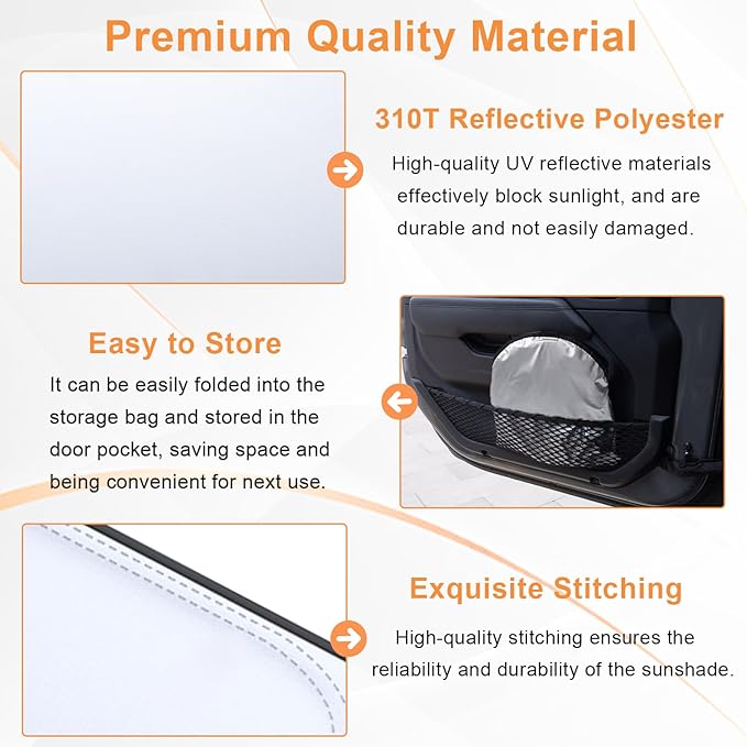 Windshield Sun Shade for Jeep Wrangler JK 2007-2018, Foldable Heat Shield with UV Protection, Custom Fit for 2/4 Door Models, Car Window Visor Accessories