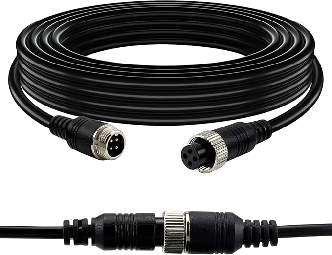 4-pin Aviation Video Extension Cable, Lonlonty Backup Camera Extension Cable for Car, Trailer, Bus, Truck Reversing Rear View Camera.(33FT/10M)