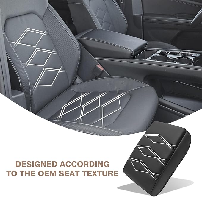 Muslogy Center Console Cover 1-Inch Extra Thick Armrest Pad Compatible with 2024 2025 Volkswagen Atlas & Cross Sport Arm Rest Cushion Padding Anti-Scratch Console Leather Lid Protector