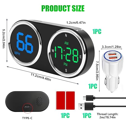 GPS Digital Speedometer for Car MPH, Universal HUD Speed Meter with LED Large Font, Plug Play for Car Truck Motor SUV Golf Cart All Vehicles (Colorful MPH KM/H Speedometer)
