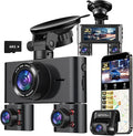 Dash Cam 360°, Dash Camera for Cars Front and Rear Inside, 4 Channel 4K/2K FHD Mini Dashcam, Built-In WiFi, GPS,with 64GB Card, Voice Control, WDR,HDR,Night Vision, 24/7 Parking Mode(Upgraded Version)
