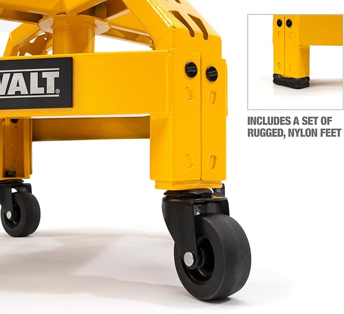 DEWALT Heavy-Duty Metal Rolling Stool for Shop or Garage, Padded 360-degree Swivel Seat, Durable Steel Frame, Adjustable