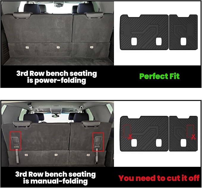 LASFIT Floor Mats & Cargo Liner with Backrest Mat 2015-2020(Only 7 Seat) for Chevy Suburban & GMC Yukon XL(Only Yukon XL, Not Fit Yukon), All Weather TPE Custom Fit Car Floor Liner, Not Fit 8/9 Seats