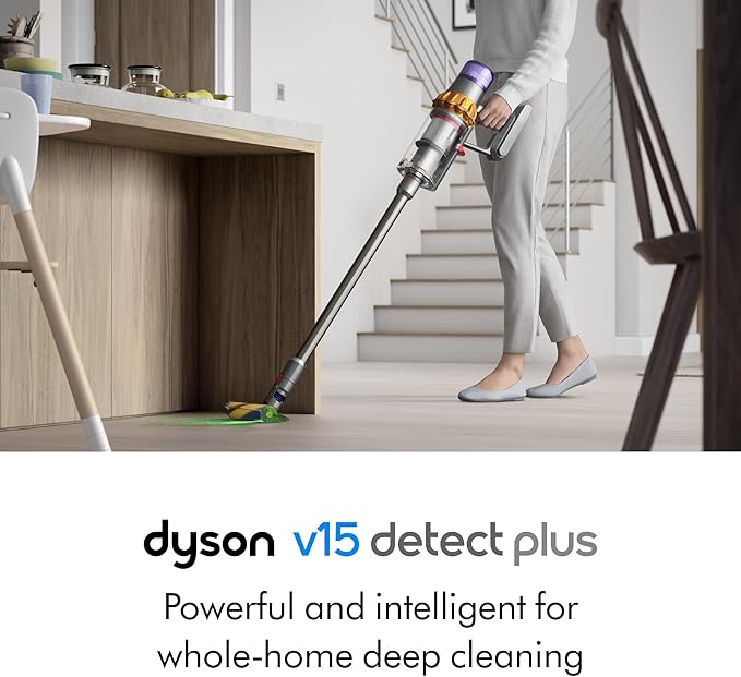 Dyson V15 Detect Plus Cordless Vacuum, Yellow/Nickel