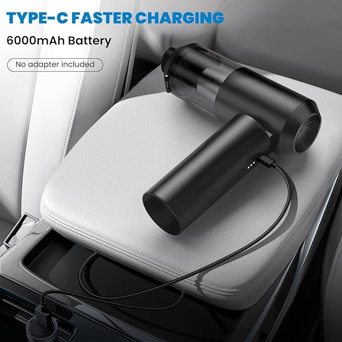 90° Foldable Car Vacuum Portable Cordless 16000PA, 4-in-1 Mini Vacuum Cleaner with Brushless Motor, Handheld Vacuum Cordless Blower/Pump for Car, Home,Office