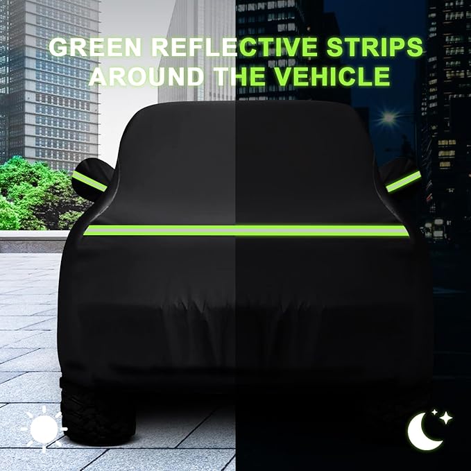 QUNSUNUS Car Cover for Toyota Tacoma 2005-2024, Waterproof Truck Cover with Zipper, All Weather Full Exterior Cover with Straps and Elastic for Wind, Sun, UV and Dust Protection