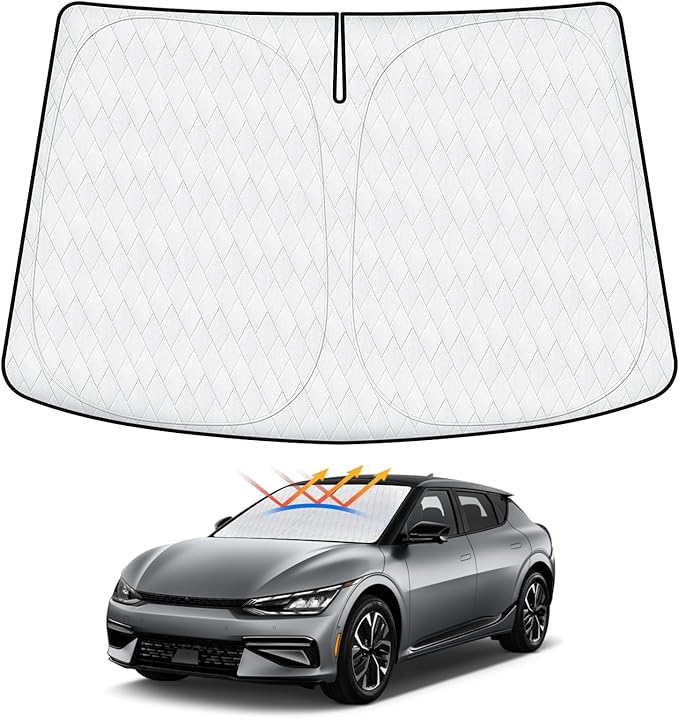 5-Layer Lighttight Windshield Sun Shade Fits for Kia EV6 2022-2024 2025 2026 Foldable Sun Shade for EV6 Accessories Car Front Window Sunshade Sun Visor