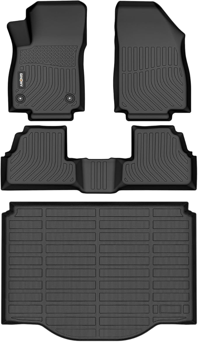 GINOWY-Floor Mats & Cargo Liner for Chevy Trax 2014-2023 & Buick Encore 2013-2023(Not for GX) TPE All Weather Trax Car Mats, Non-Slip Trunk Mat Waterproof Trax Floor Liners Accessories Black