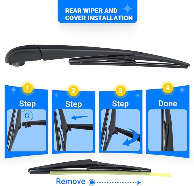 Windshield Wiper Blades Replacement for Toyota Highlander 2008-2019 Original Factory Quality Front Rear Wipers Blade Set for My Car - 26" 20" 12" (Pack of 3)