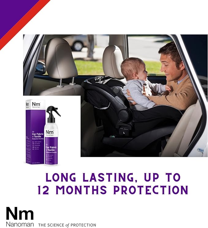 NANOMAN Nano-technology Car Fabric & Upholstery Care - Hydrophobic Waterproof Protector and Stain Guard for Auto Interior Fabrics, Seats, Carpets and Floor Mats.
