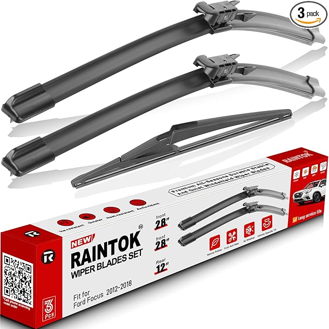 Windshield Wiper Blades Replacement for Ford Focus 2012 2013 2014 2015 2016 2017 2018 Original Factory Quality Front Rear Wipers Blade Set for My Car - 28" 28" 12" (Pack of 3)