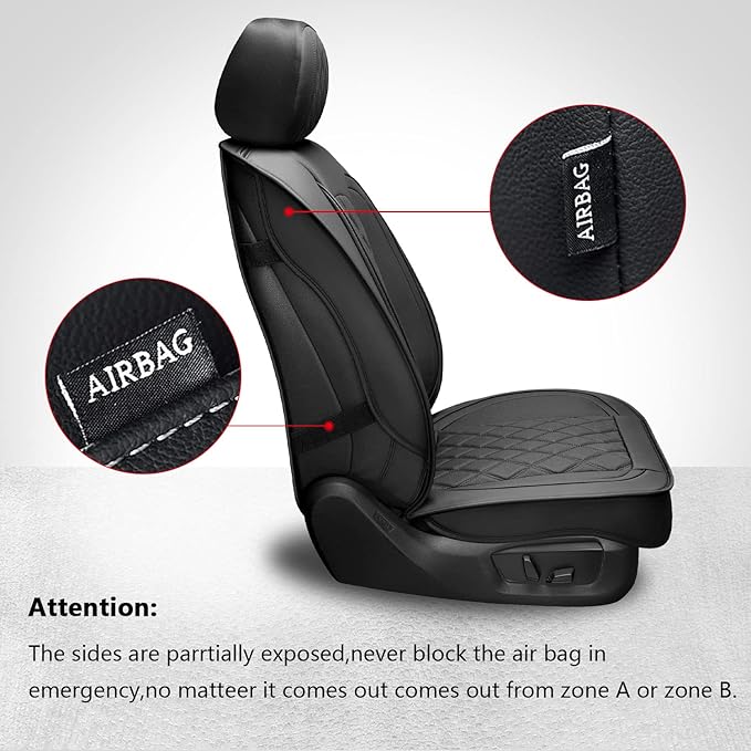 MIROZO 2PCS Front Seat Covers for Dodge Ram,Waterproof Truck Seat Cover Compatible with 2009-2025 RAM 1500 2500 3500 Truck Pickup Crew Quad Cab (2PCS Front,Black)