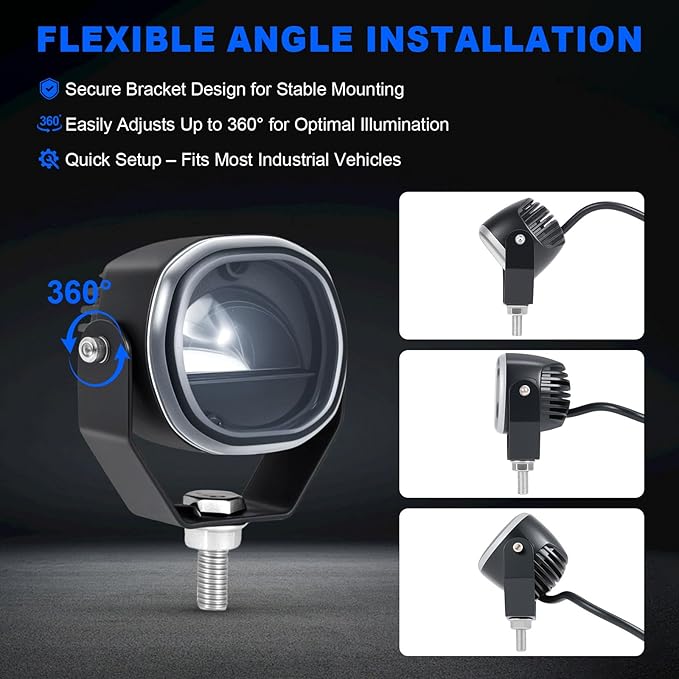 Forklift Arc Safety Light, LED Warning Lamp Blue Line Projection, Aluminum Housing, Stainless Steel Bracket, for Industrial Truck, Lift Truck, AGV, Warehouse, Logistics