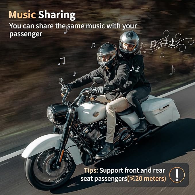 Fodsports FX8 Pro Motorcycle Communication Systems with Customized HRSQS Speakers, Dual-Chip Audio Multitasking, One-Click Fast Pairing, Music Sharing, FM 10 Riders Group Intercom, 1 Pack