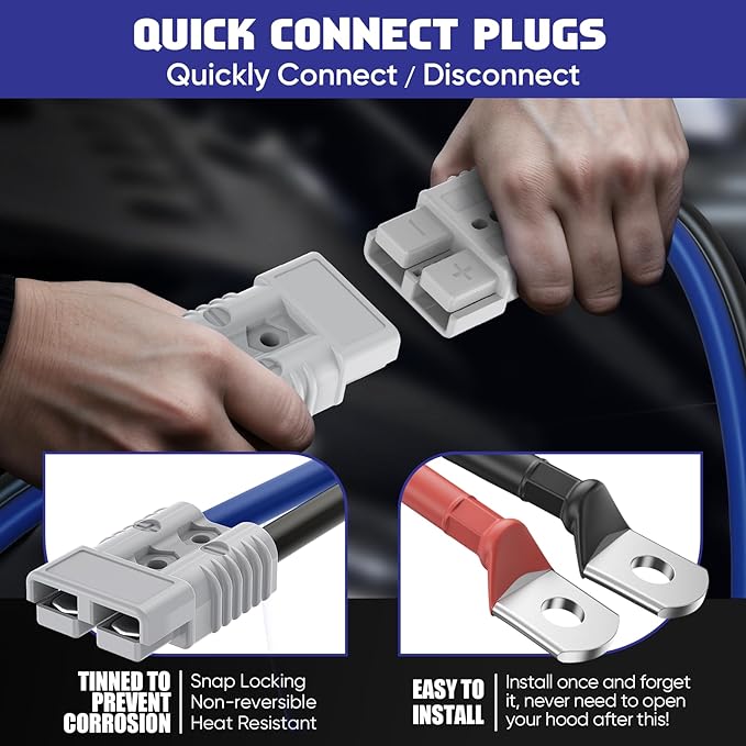 2/0 Gauge 30 FT Heavy Duty Jumper Cables, 1500Amp Quick Connect Booster Cables for 12V & 24V Cars, SUVs and Trucks, Kit with Carry Case, Gloves, Brushes