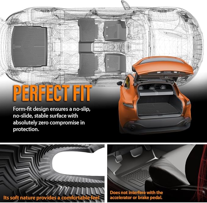 G-PLUS Floor Mats & Cargo Liners 4PCS,Compatible with Honda CRV 2023 2024 2025(Include Hybird), TPE All Weather 1st & 2nd Row Floor Mats and Car Trunk Mat (Upper Position) Black