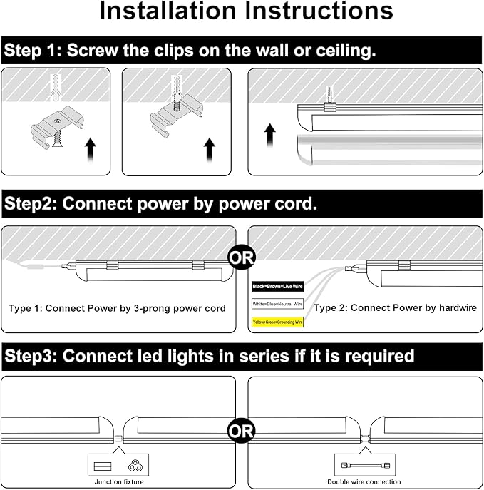 LED Shop Lights - 4FT 50W LED Light Fixture, 4 Foot High Output 7750Lumen, 6000K, Clear Cover, V-Shape Linkable, Plug and Play, T8 LED Tube Light for Garage, Workshop (10 Pack)