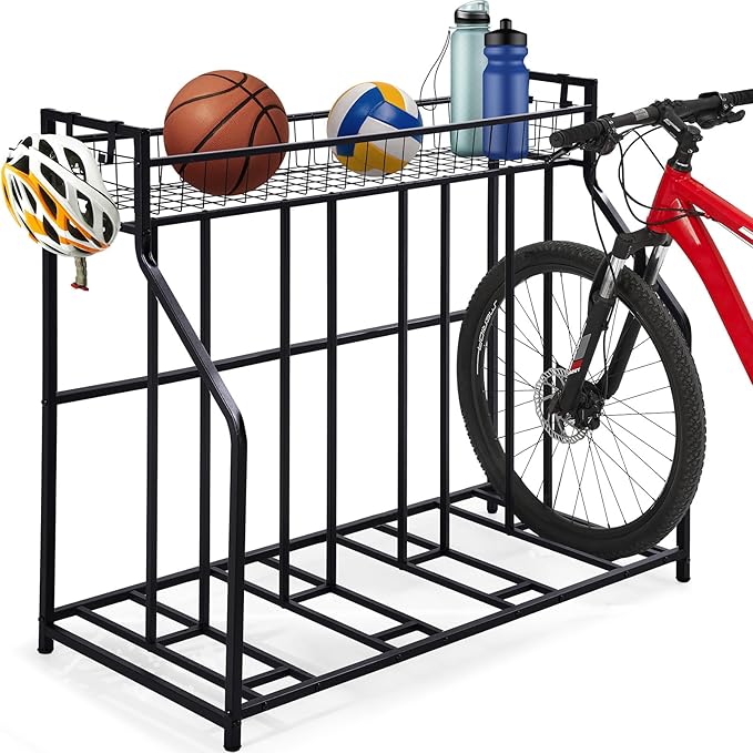 HEALTH LINE PRODUCT 4 Bike Stand, Indoor Bike Storage, Bicycle Rack for Garage - Metal Stability Floor Bicycle Station for Parking Mountain/Road/Hybrid/Fat Tire & Scooters Bike Rack for Garage