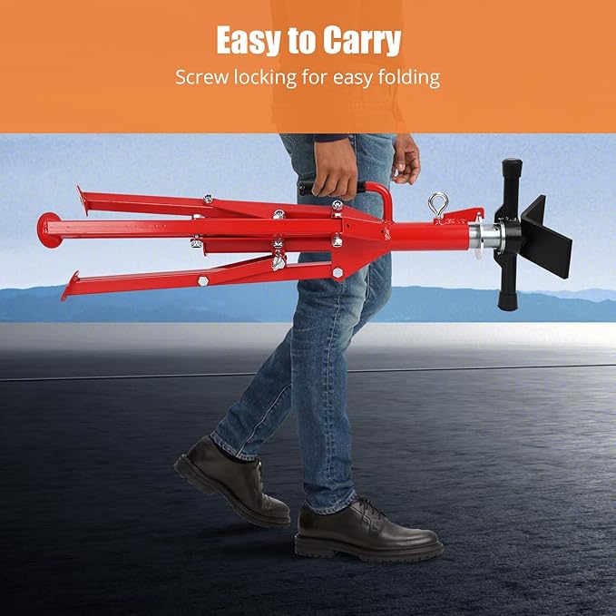 V-Head Pipe Jack Stand, Heavy-Duty Folding Pipe Stand with 2500 Lbs Load Capacity, Adjustable Height 28"-52" for Welding, Automotive & Construction Projects, Red