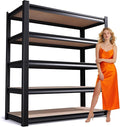 72" H*46'' Storage Shelves 2500lbs Garage Shelving Adjustable Heavy Duty Garage Shelves Easy To Install Metal Shelving Wood Shelving Unit Storage Shelf for Basement Warehouse Industrial Kitchen Pantry