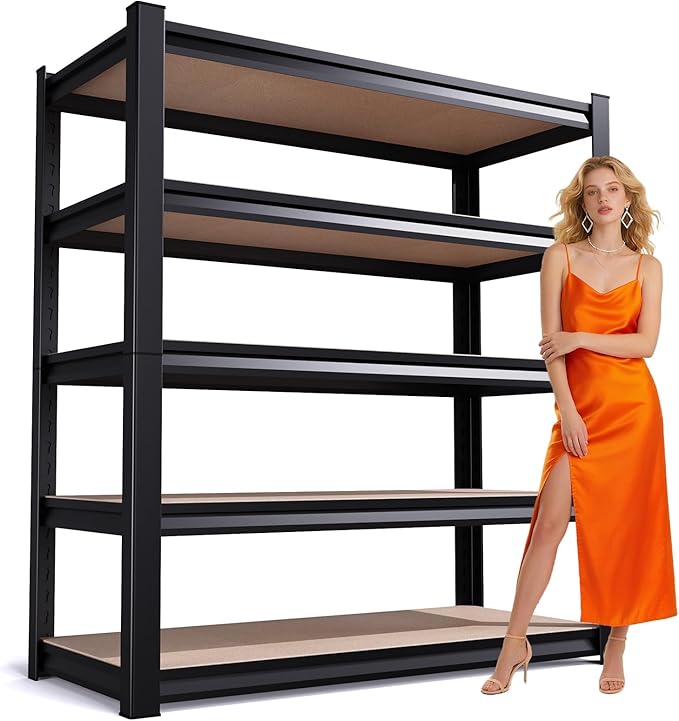 72" H*46'' Storage Shelves 2500lbs Garage Shelving Adjustable Heavy Duty Garage Shelves Easy To Install Metal Shelving Wood Shelving Unit Storage Shelf for Basement Warehouse Industrial Kitchen Pantry