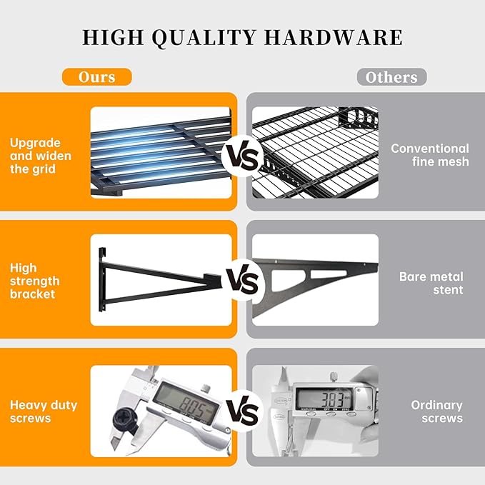 2-Pack 2x6 Ft Garage Wall Shelving Garage Shelving Wall Mounted Garage Wall Shelf 2000lbs Weight Capacityheavy Duty Wall Shelves Black