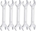 HARFINGTON 5pcs Double Open End Wrench 14mm x 15mm Metric 15 Degree Offset Angle Small Flat Head Wrench Galvanizing Open Ended Spanner for Automotive Repair Furniture Assembly