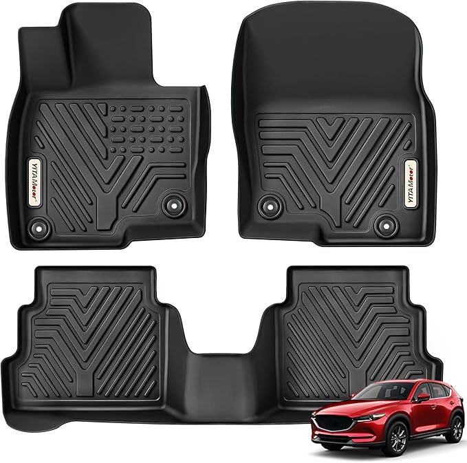 YITAMOTOR Floor Mats Fit for 2017-2025 Mazda CX-5, All Weather Custom Fit for Mazda CX5, 1st & 2nd Row, Black