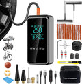 Tire Inflator Portable Air Compressor with Tire Repair Kit, 150PSI & 3X Faster Cordless Tire Pump with LCD Dual Display for Car, Bike, Motorcycle, Ball