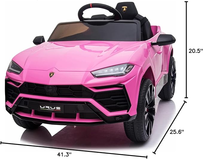 Kids Electric Ride On Car for Kid, 12V Licenced Lamborghini Kids Electric Vehicles with Remote Control, AUX, Spring Suspension, Music, LED Lights, USB Port, Foot Pedal (Pink)