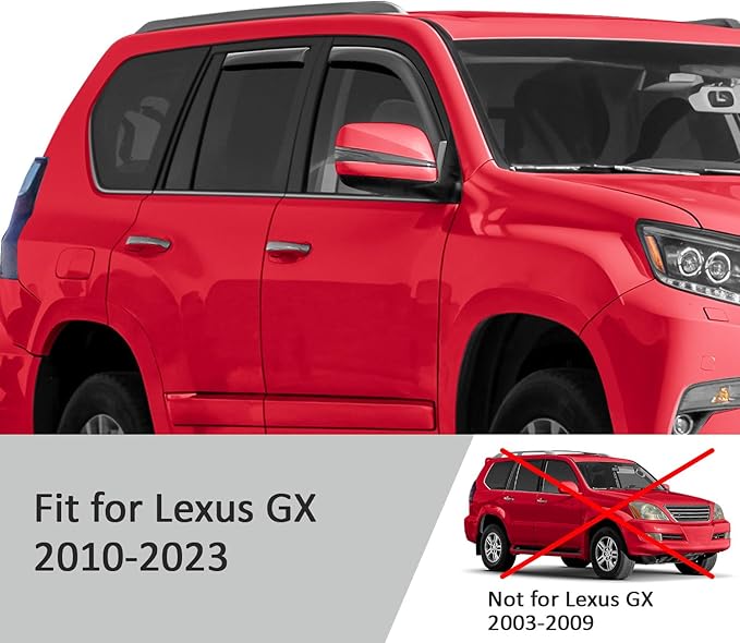 Voron Glass in-Channel Extra Durable Rain Guards for Lexus GX 2010-2023, Window Deflectors, Vent Window Visors, 4 Pieces - 200828
