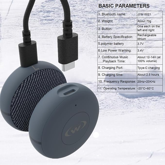 Outdoor Sports Ski Helmet Headphones/Bicycle Helmet Headset- Chips 5.3 - True Wireless Bluetooth Helmet Speakers for Skiing, Snowboarding Mountain Biking, and Climbing Helmet