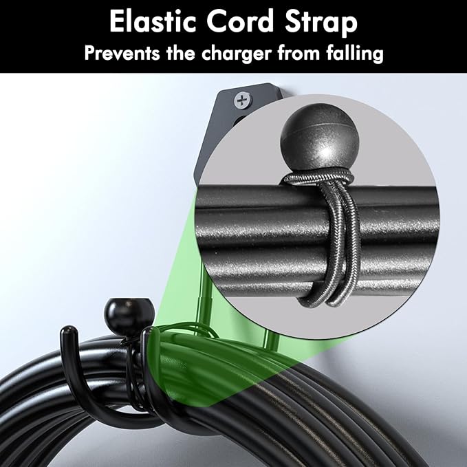 Tesla Charger Holder Wall Mount EV Charger Holder, Tesla Charging Cable Organizer J1772 J-Hook Cord Hanger for All Electric Vehicle Mobile Connector Organizers