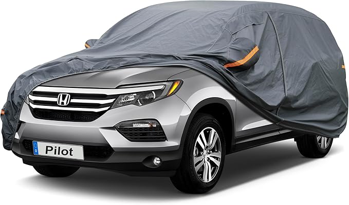 Premium Car Cover Custom Fit Honda Pilot (2008-2025), 16 Layers Heavy Duty Car Cover Waterproof All Weather with Zipper Door for Sun Rain Snow Dust Uv Protection