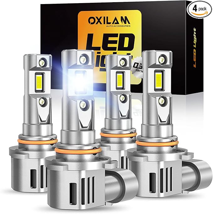 OXILAM 9005 9006 LED Bulb Combo HB-3 HB-4 Bulbs, 80000LM 900% Ultra-Bright, 5 Min Quick Install, 20 Years Lifespan, No Flicker, Plug and Play, Pack of 4