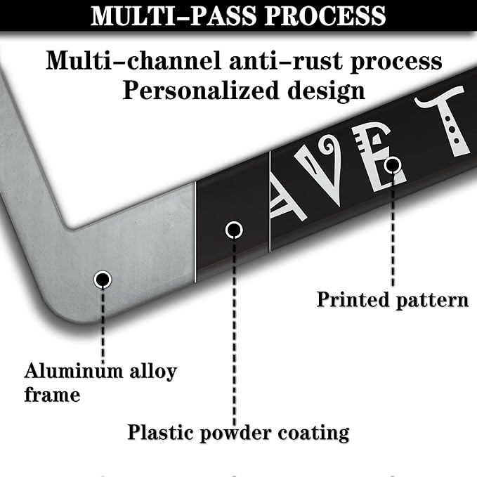 License Plate Frame Black and White Front License Plate Bracket I Speed Because I Have to Poop Aluminum Metal Car Accessory 2 Pack with Screw Covers Set
