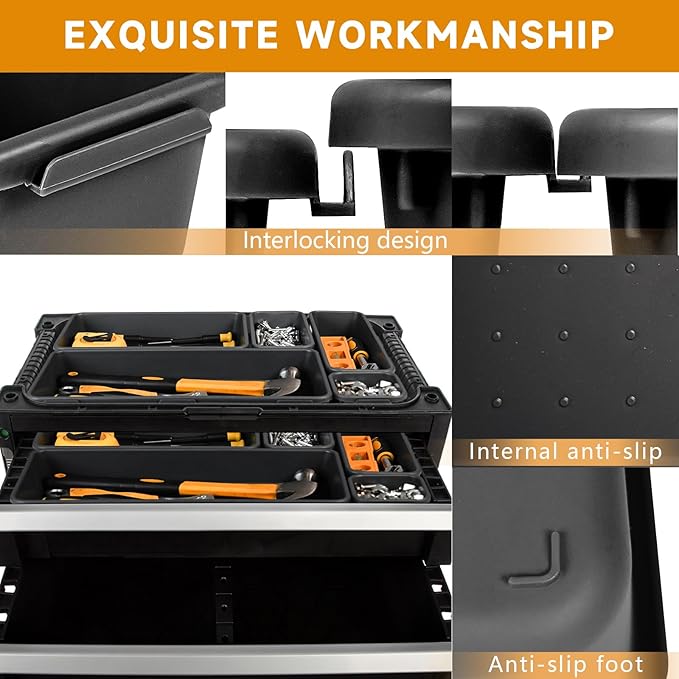 [60 PCS Upgraded] Tool Box Organizer Tray, Toolbox Desk Drawer Organizer, Tool Box Tray, Toolbox Organization Storage for Rolling Tool Chest (60 PCS)