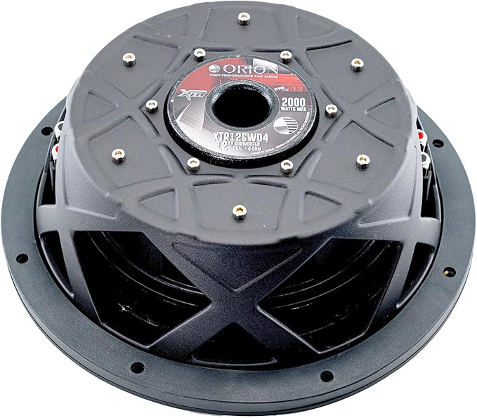 ORION XTR Series XTR12SWD4 Shallow Mount 12” Car Subwoofer, 2000W Max Power, 500W RMS, Dual 4 Ohm, UV Coated Cone, NBR Surround – Compact Slim Subwoofer for Clean Bass in Tight Car Audio Installs