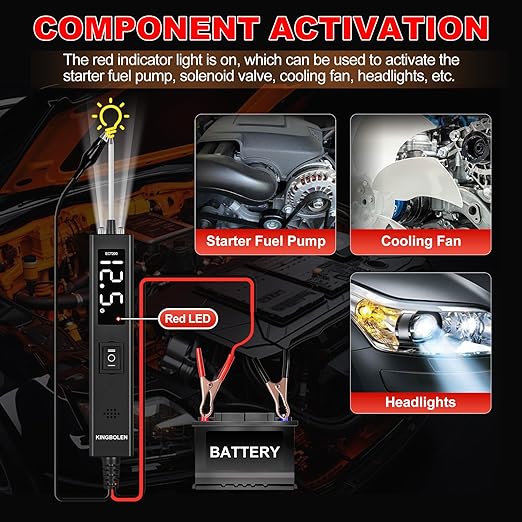 KINGBOLEN ECT200 Automotive Electrical Circuit Tester, 12V 24V Car Voltage Test Power Probe Tester, Component Activation, Continuity Test, Trailer Light Tester, Short Circuit Finder, 16.5FT Cable